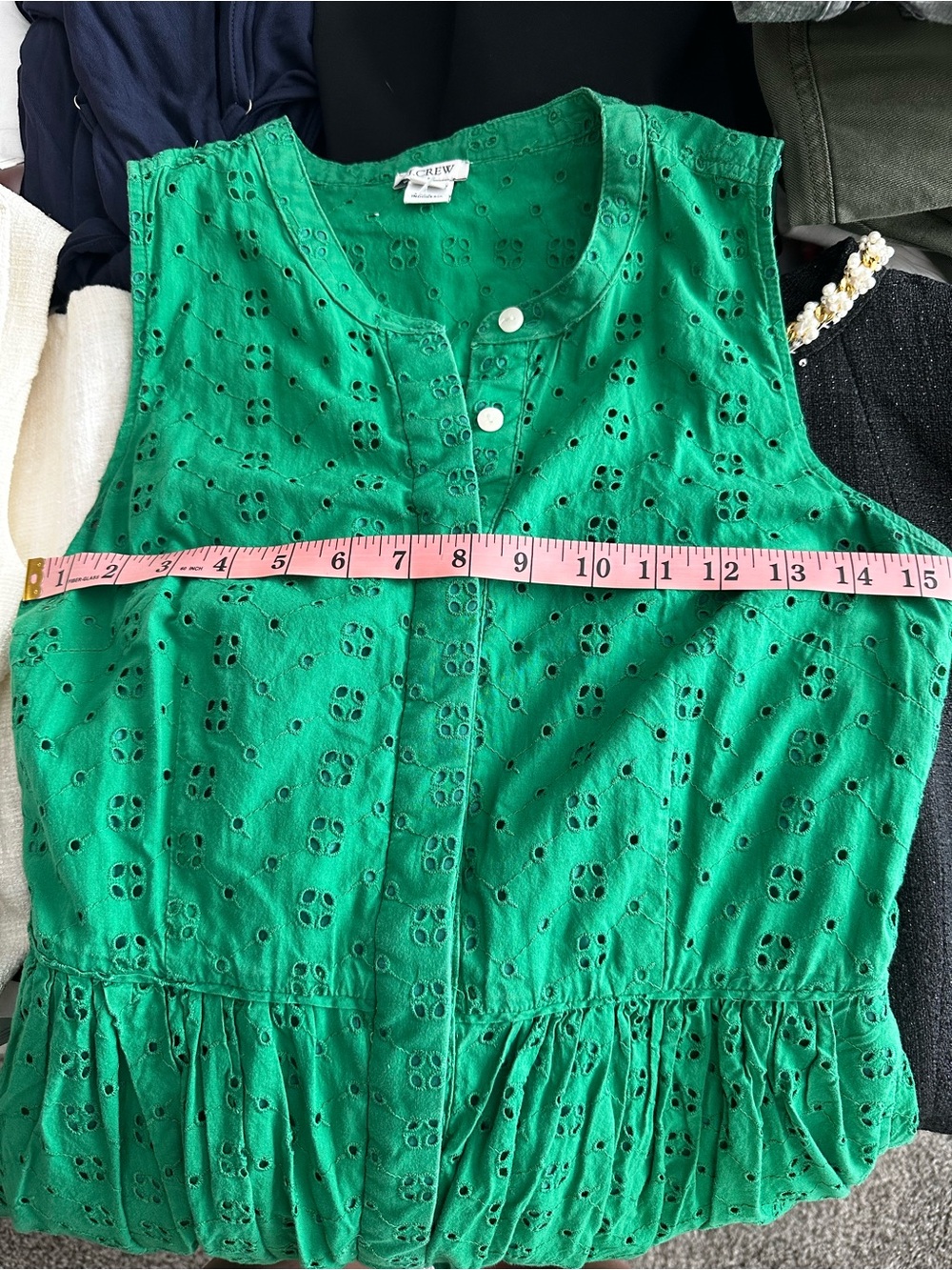 J.Crew Green Eyelet Sleeveless Fit & Flare Dress Size Small - Picture 6 of 11